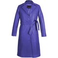 thumbnail image 3 of Abrigo largo para mujer - Chaqueta de cuero puro - Abrigos con botones ajustados para ropa exterior, 3 of 5