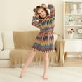 thumbnail image 3 of FORMRS Niños Bathrobe Unisex Hooded Robe Soft Plush Pajamas Sleepwear, Size 2-3T, Brown Geometric, 3 of 7