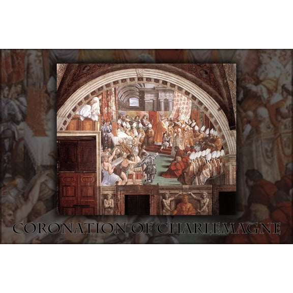 24"x36" Gallery Poster, Coronation of Charlemagne, by assistants of Raphael , circa 1516-1517