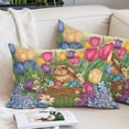 thumbnail image 2 of Easter Rabbit Eggs Pillow Covers 16"x24", Spring Tulips Floral Green Leaves Pastoral Soft Brushed Microfiber Breathable Throw Pillow Covers, Decorative Pillowcase with Zipper for Couch Sofa Bedroom, 2 of 9