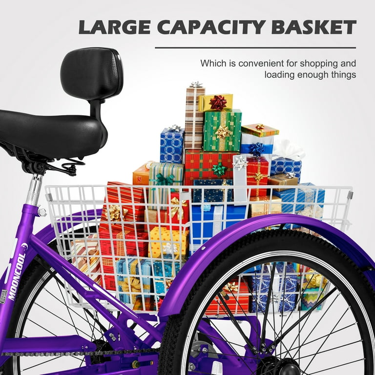 MOPHOTO Adult Tricycle Bike 3 Wheeler Bicycle 7 Speed Portable Tricycle 20