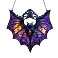 thumbnail image 3 of Clearance Under $1.96! 1PC Halloween Bat Sun Catcher, Stained Glass Acrylic Hanging Ornament for Window, Acrylic, (One Size, Purple), 3 of 6
