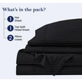 thumbnail image 4 of 600-Thread-Count 100% Egyptian Cotton Sheet Set Split Head King (36" Split)Size Fits 9-12 Inches Deep Pocket ( Stripe, Midnight Black ), 4 of 5