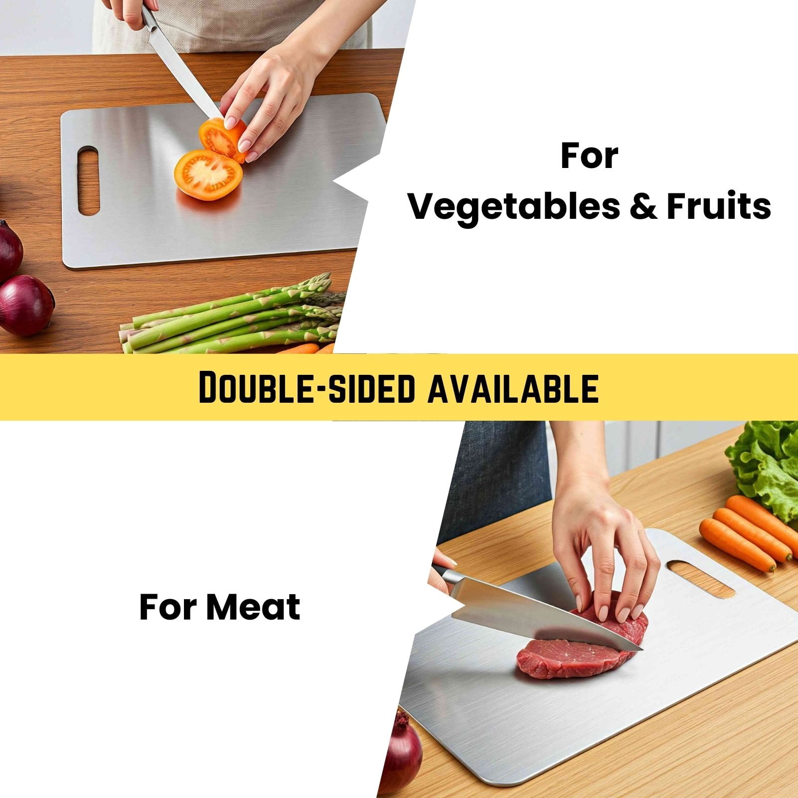 Titanium Cutting Board Set of 3 – 100% Pure Titanium Chopping Boards, Double-Sided, Hygiene & Durable, Dishwasher Safe (S+M+L)