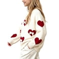 thumbnail image 5 of BLVB Toddler Girls Valentine's Day Heart Pattern Knit Sweater Outfit Cute Crewneck Long Sleeve Pullover 1-9 Years(White,1-2Years), 5 of 7