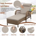 thumbnail image 6 of OUINCH 3-Piece Outdoor Wicker Lounge Chair Set, Patio Chaise Loungers Set of 2 w/Side Table, 6-Position Adjustable Poolside Sunbathing Recliner, Armrest and Head Pillow, Fade-Resistant, Beige, 6 of 9