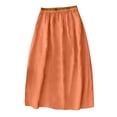 thumbnail image 3 of Embroidery Maxi Skirts for Women with Pockets Midi Length Long Skirt Casual Beach Party Holiday Cotton Linen Skirt Saffron 2XL, 3 of 4