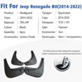 thumbnail image 2 of Exquisite Mudguard For Jeep Renegade BU 2014-2022 Front Rear 4pcs Mudflaps Mudguards Car Accessories Auto Styline Splash Guard Fender, 2 of 5