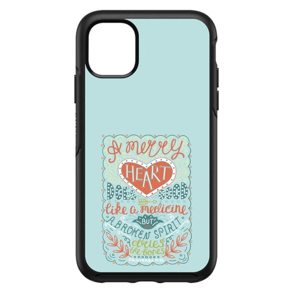 DistinctInk Custom SKIN / DECAL compatible with OtterBox Symmetry for iPhone 11 Pro (5.8" Screen) - Proverbs 17:22 - A Merry Heart Does Good