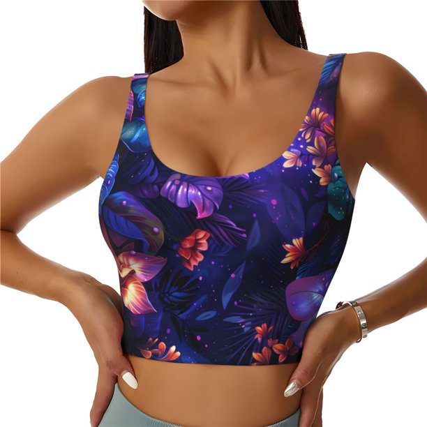 Balery Magic Colorful Forest Leaves Sujetadores deportivos con espalda cruzada para mujer, acolchados, sin costuras, de alto impacto, ideales para yoga, gimnasio, entrenamiento y fitness.-X-Large