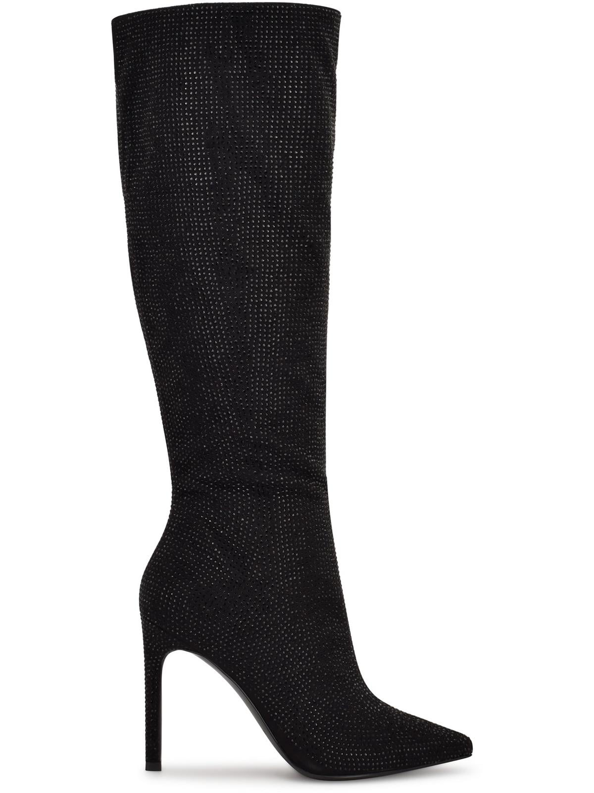 Finding Friday Black Embellished Stiletto Heel Boots | New Look