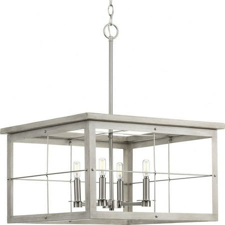

P400253-009-Progress Lighting-Hedgerow - 4 Light Chandelier-Brushed Nickel Finish -Traditional Installation