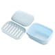 thumbnail image 1 of 2pcs Soap Box Double Layer Soap Dish with Lid Soap Holder with Drain Soap Case Container for Bathroom and Kitchen (Blue), 1 of 4