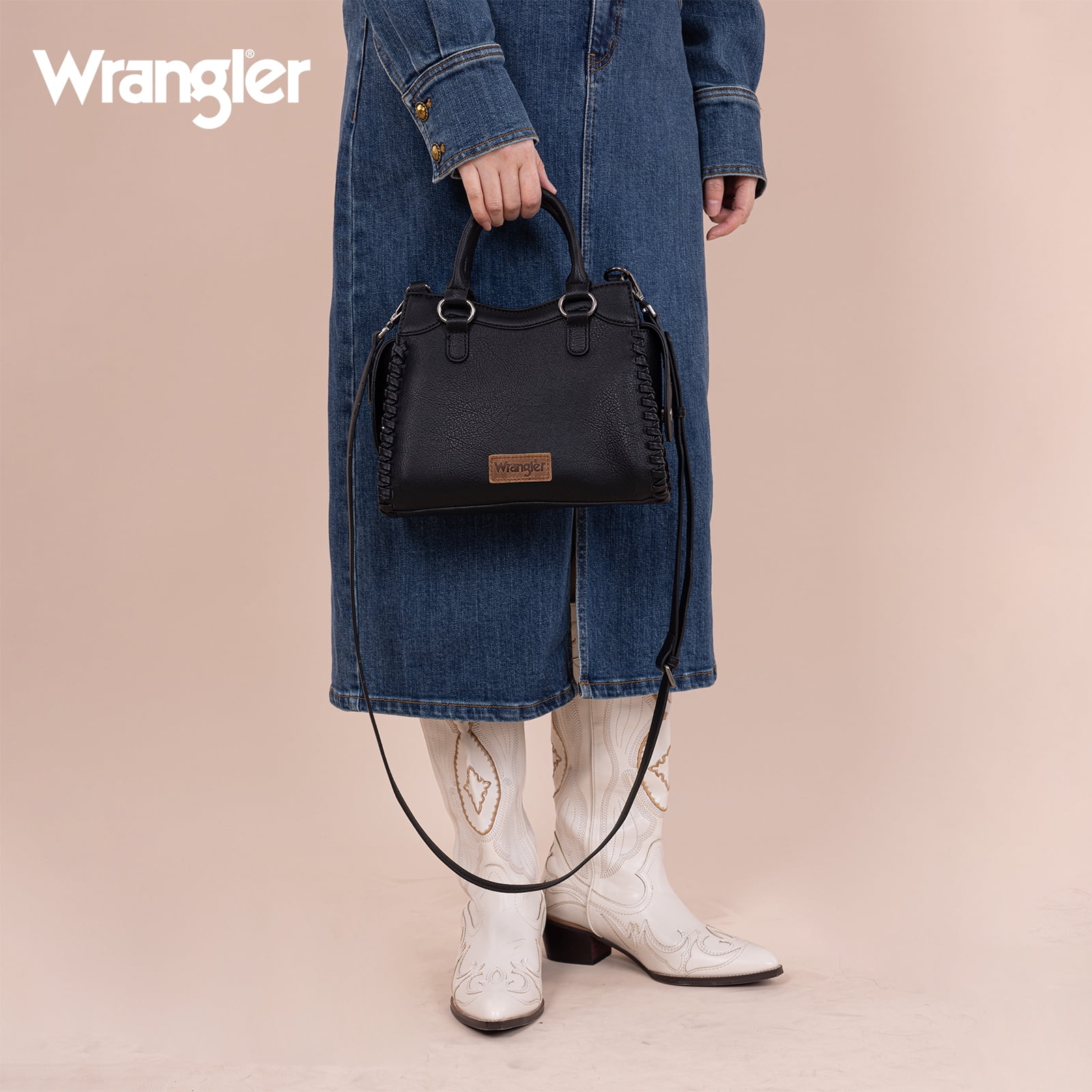 Wrangler Purses for Women Carry All Handbags Small Crossbody Purses with Zipper, Black