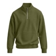 thumbnail image 3 of Chiccall Mens Plus Size Sweatshirts Textured Mock Neck Long Sleeve Pullover with Pocket Casual Loose Quarter Zip Athletic Sweatshirts for Men, 3 of 6