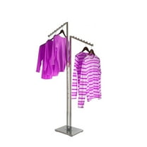 Heavy Duty Clothing Rack 2-Way - Adjustable Height Garment Rack with Waterfall Arms - Polished Finish - Ideal for Retail Store Display