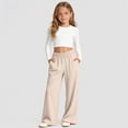 thumbnail image 2 of Girls Sweatpants,Straight Elastic High Waist Baggy Pants Drawstring Wide Leg Pants Pockets 5T 6T 7T 8T 9T 10T 11T 12T 13T 14T Teen Girls Clothes, 2 of 6