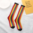 thumbnail image 6 of Rainbow Stripe Print Knee High Socks for Women Long Leg Warmers Socks, 6 of 7