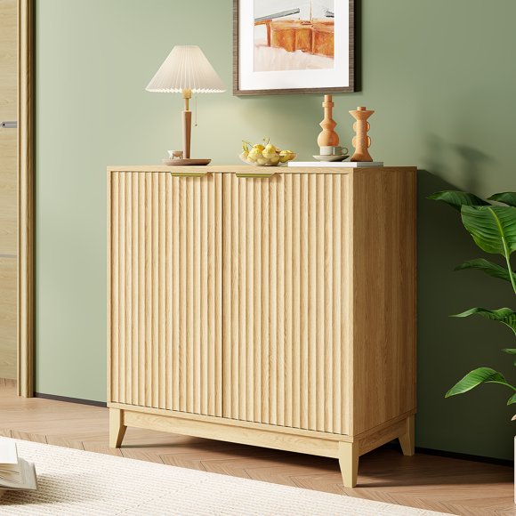 VERDALAY Aparador Buffet Armario de madera maciza con patas elevadas Armario para cubiertos Armario organizador de doble puerta Armario para cafetera para cocina y dormitorio