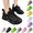 Black, variant on Women's Sneakers Low-top Solid Color Mesh Sneakers, Lace Up Platform Casual Trainers Fashion Chunky Sneakers Athletic Gym Workout Comfortable Breathable Lightweight Fluorescent Green