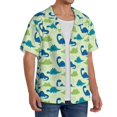 thumbnail image 4 of KLL Cute Dinosaur Blue Green Print Men's Shirt Short Sleeve Button Down Summer Cuba Beach Shirts- Large, 4 of 7