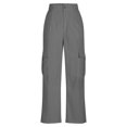 thumbnail image 5 of Women's Dressy Pants Cargo Pants for Women Baggy Elastic High Waist Workwear Pants Relaxed Wide Leg Trousers with Side Pockets S-10 Gray XXL, 5 of 6