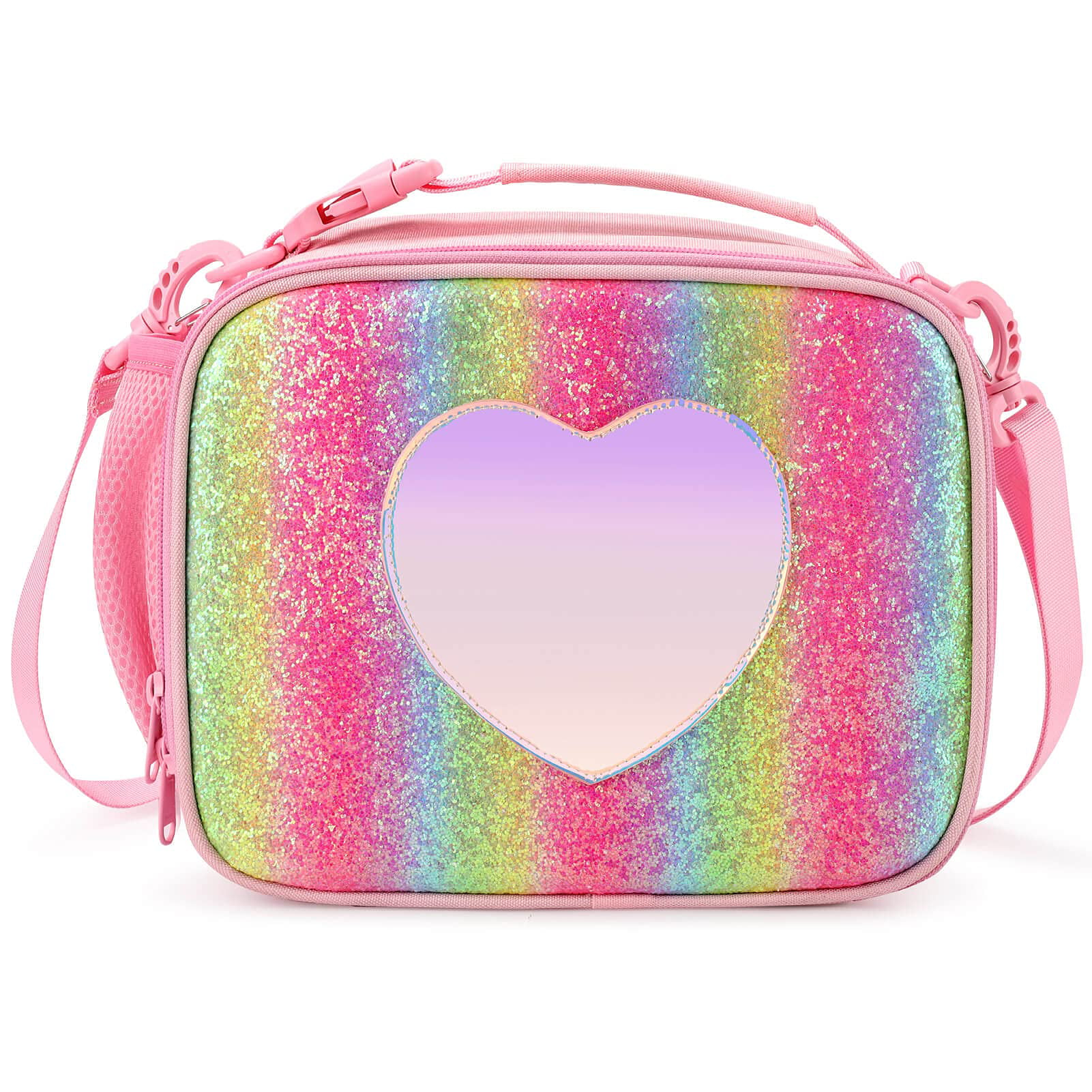 Ouryec Girls Rainbow Insulated Lunch Box, Aluminum, 11.1 in x 8.6 in x 4.3  in