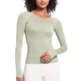 thumbnail image 4 of tarylea Yoga Tops for Women Crew Neck Tops Slim Fitted Tops Long Sleeve Shirts Solid Color Athletic Sports Tops, 4 of 7