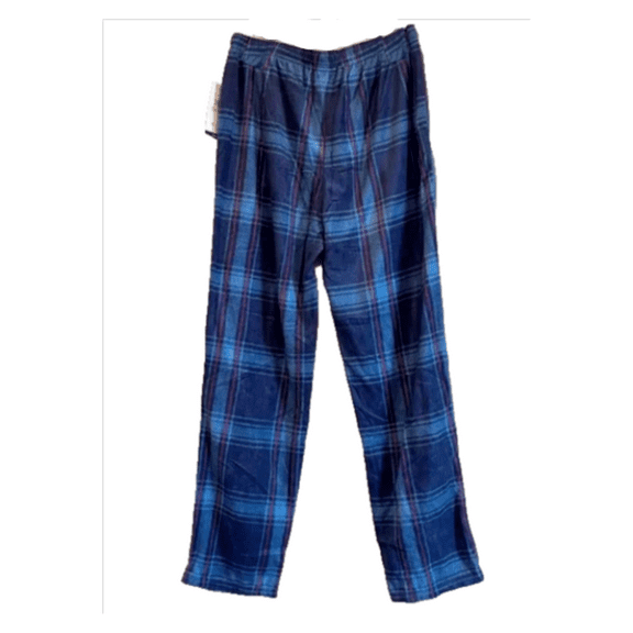 $44 Perry Ellis Men's Fleece Lightweight Chevron Plaid Pajama Pants,INK Blue,S