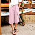 thumbnail image 3 of OGLCCG Cargo Shorts for Girls Summer High Waisted Bermuda Shorts Casual Trendy Hiking Knee Length Pant with Pockets 4-15 Years, 3 of 5