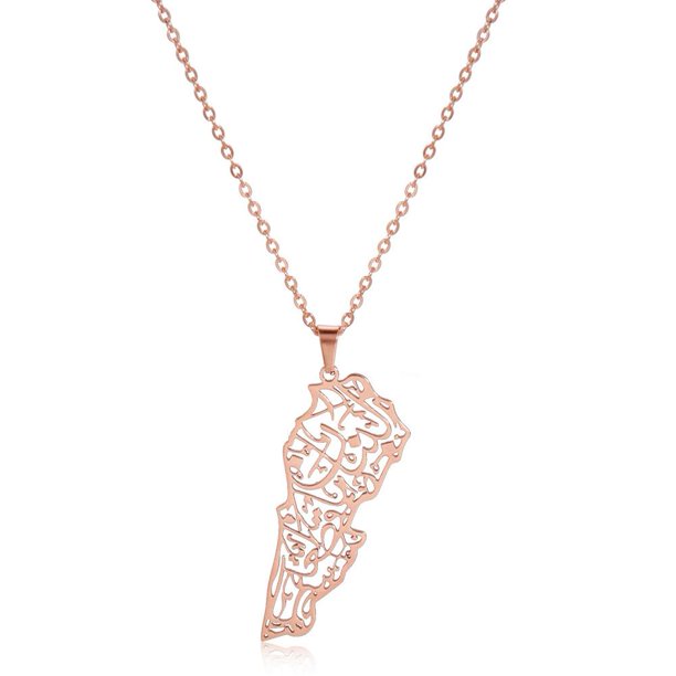 Wartleves ZHXXCUM - Collar con colgante de mapa del Líbano de acero inoxidable, collar con mapa patriótico del Líbano para mujeres y hombres, regalos de joyería de apoyo al Líbano y Palestina