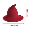 thumbnail image 6 of CHJK Women Halloween Witch Hat Knitted Cap, Wide Brim Witch Hat for Halloween Party, Red, 6 of 6