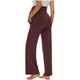 thumbnail image 6 of Fesfesfes Girls' Comfy Trousers Solid Color High-Waisted Button Zipper Closure Straight Pants Soft Fabric Partys Wearings for 7-16 Years(Wine#3,S), 6 of 6
