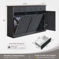 thumbnail image 3 of Aitjunz Modern Triple Tilt Out Trash Can Cabinet with 3 Drawers, Fluted Wooden Kitchen Cabinet w/ 20 Gallon Hidden Trash Can Cabinet, Gray, 3 of 10