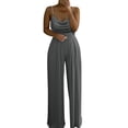 thumbnail image 2 of Baqcunre Womens Jumpsuits Womens Two Pearl Strap Sweetheart V Neck High Waist Tube Jumpsuit Pants Summer Dressy Rompers Jumpsuit Jogger Pants For Women Pants For Women Dark Gray XL, 2 of 5