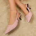thumbnail image 6 of Xdegoge Slingback Heels for Women Closed Toe Pointed Pumps Plaid Pattern Metallic Hardware Accent Kitten Heels Dressy Party Shoes, 6 of 9