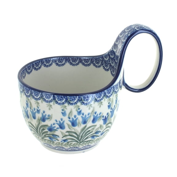 Blue Rose Polish Pottery Tulip Bouquet Soup Mug