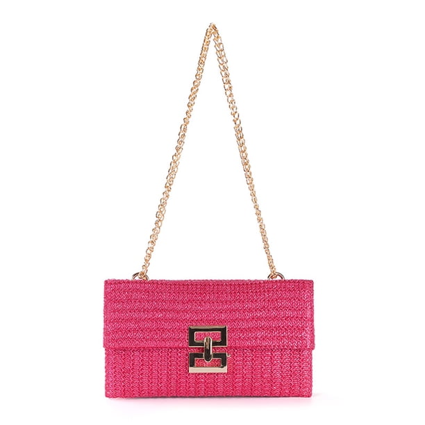 Bolso Mujer Bolso De Embrague De Paja Elegante Bandolera Para Viajes Al Aire Libre Rosa Rojo Rojo