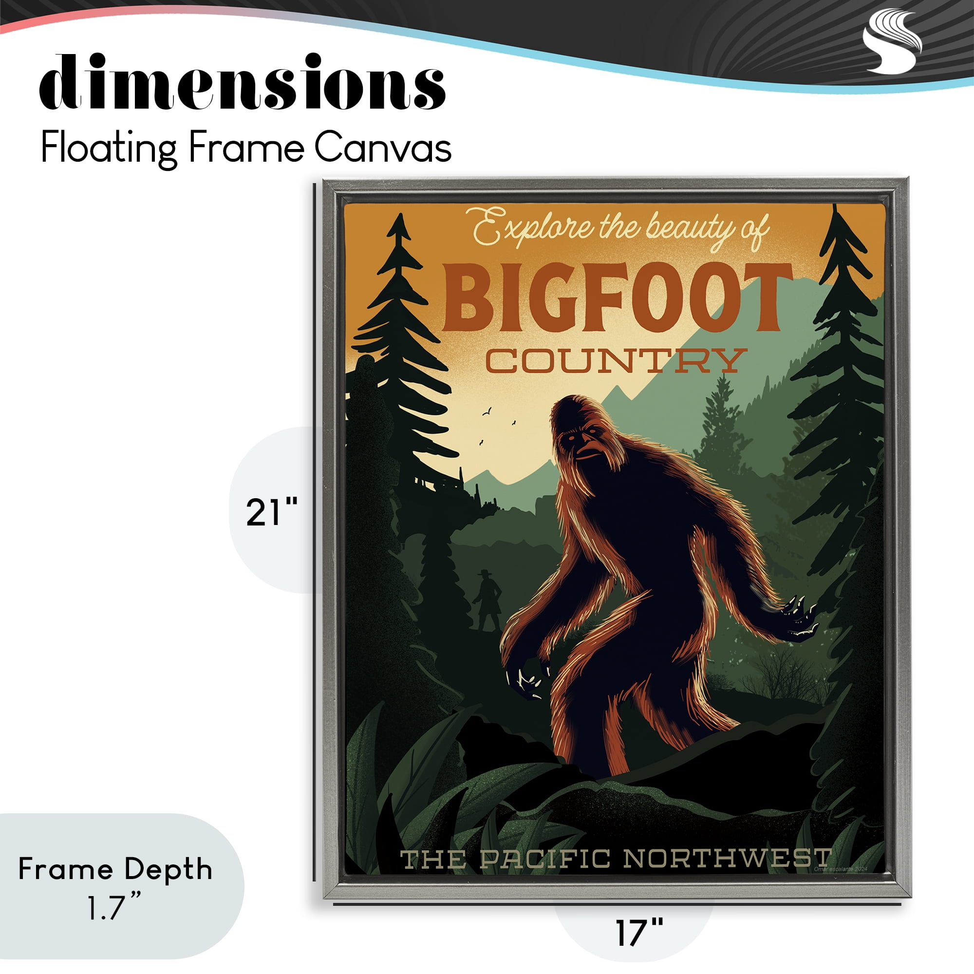 Stupell Industries Cryptid Tourism Wildlife Gray Framed Floater Canvas Wall Art, design by Omar Escalante
