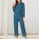 thumbnail image 2 of Fotbe Blue Glitter Conjunto de Pijama de Manga Larga para Mujer con Estampado, Ropa de Dormir de 2 Piezas, Conjunto de Casa Suave y Cómodo con Bolsillos-Large, 2 of 7