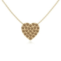 Natural Citrine Studded Heart Pendant Necklaces for Women in 18K Yellow Gold Vermeil, November Birthstone Jewelry Gifts for Her Birthday, Anniversary, Graduation, Mothers Day,Christmas, Valentines