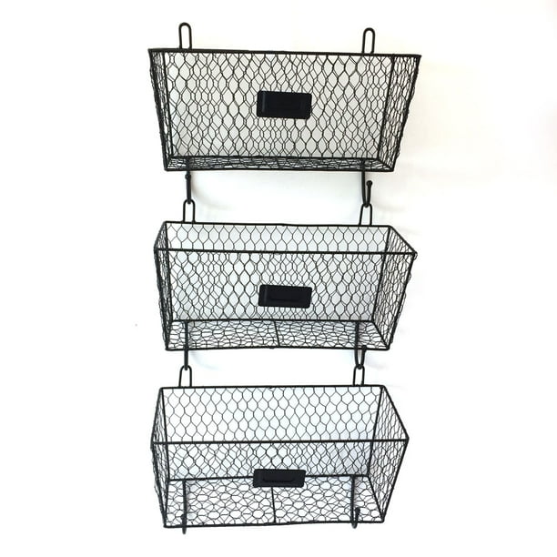 3pcs Wire Letter Mail Mount Metal Rack Basket Vintage Triple Organizer Black Walmart Com Walmart Com