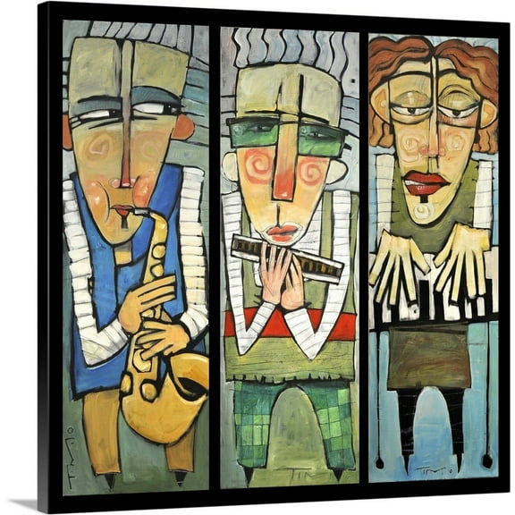 Great Big Canvas "Jazz Trio"  by Tim Nyberg Black Burgundy   Wrapped Canvas Print Wall Artwork