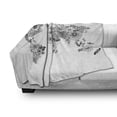 thumbnail image 3 of Floral World Map Soft Flannel Fleece Throw Blanket, Planet Petals Atlas Butterflies Flying on Continents Oceans Graphic, Cozy Plush for Indoor and Outdoor Use, 70" x 90", Black White, by Ambesonne, 3 of 6