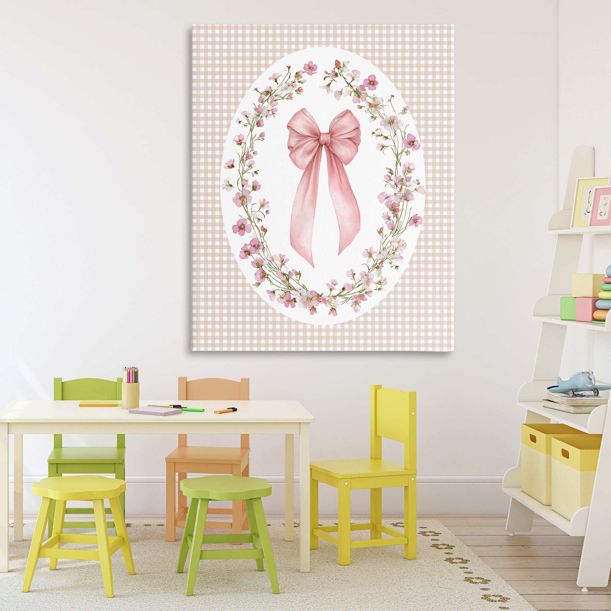 Stupell Industries Feminine Gingham Bow Canvas Wall Art, design by Christine Simpson Art