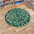 thumbnail image 5 of Green Rug 8x8, Floral Area Rugs, Wool Carpet, Living, Bed, Room Round Carpet, 5 of 7