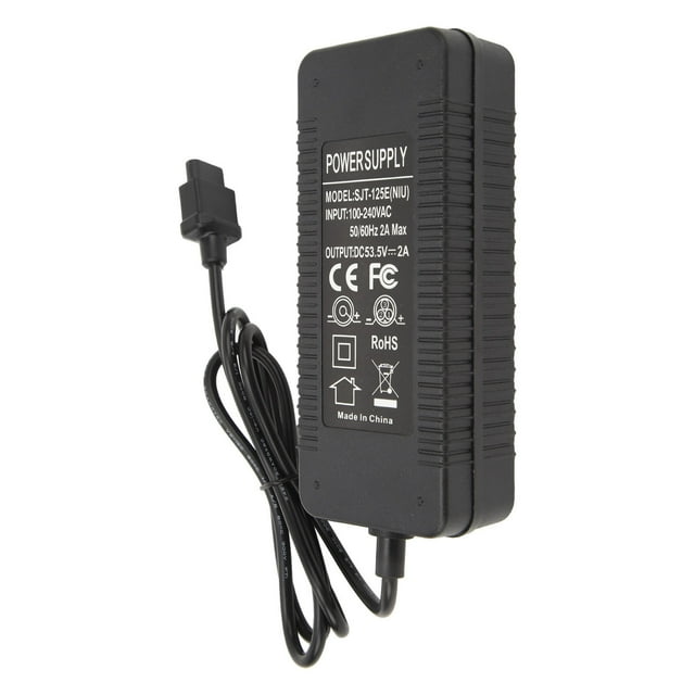 Scooter Battery Power Adapter, Protection System Flame Retardant Housing Electric Bike Charger 53.5V 2A for Replacement US Plug,EU Plug