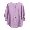 thumbnail image 6 of Women's Vintage O-Neck Three Quarter Sleeve Plus Size Top - Comfortable for Daily or Casual Wear, 6 of 6