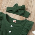 thumbnail image 5 of FRSASU Toddler Girl Baby Solid Color Jumpsuit Ruffled Bodysuit + Infant Headband, 5 of 9