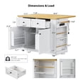 thumbnail image 2 of AENKYO 48'' Kitchen Island with Drop Leaf and Power Outlet, Farmhouse Rolling Kitchen Storage Cart with Side Racks, White, 2 of 9